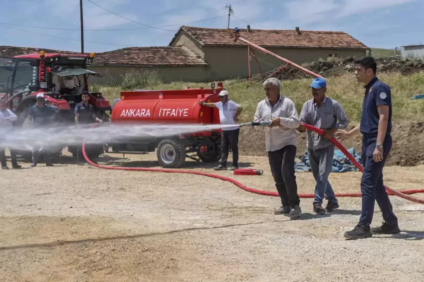 Ankarada kırsal mahallelere yangın söndürme tankeri desteği