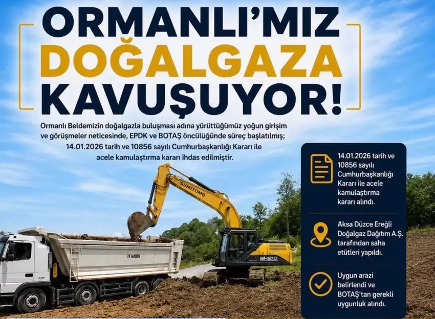 Müjde Bozkurttan geldi. Ormanlı doğalgaza kavuşuyor