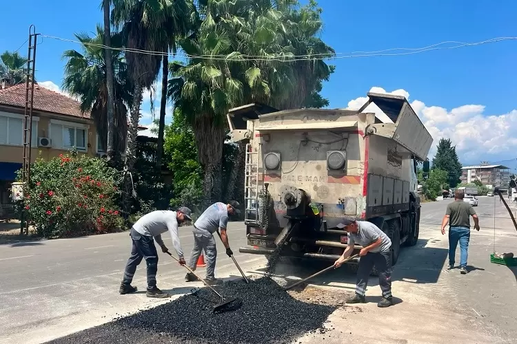 Antalya Finikede yollar yenileniyor bordürler boyanıyor