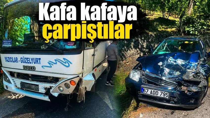 Yazıcılar Köyünde Trafik Kazası: Minibüs ile otomobil kafa kafaya çarpıştı