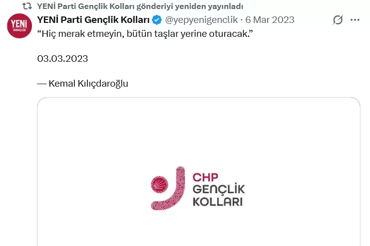 CHP Gençlik Kolları, YENİ Partinin ele geçirdiği X hesabını geri aldı