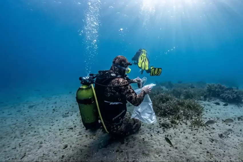 Aydın Kuşadasında deniz dibi temizliği