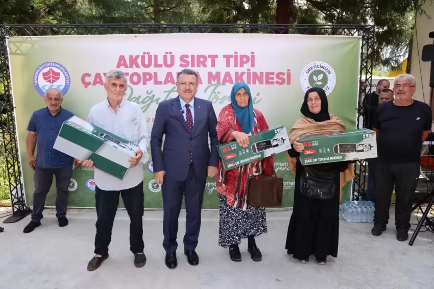 Trabzonda çay üreticisine şarjlı makine desteği