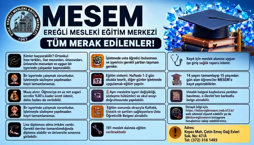 Çalışırken öğren, kazanırken geleceğini kur MESEM kayıtları 17 Ağustosta başlıyor