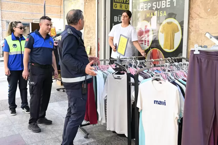 Manisada kaldırım işgallerine ortak denetim