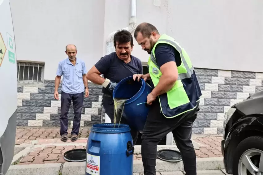 Kayseri Talasta atık yağlar toplanıyor