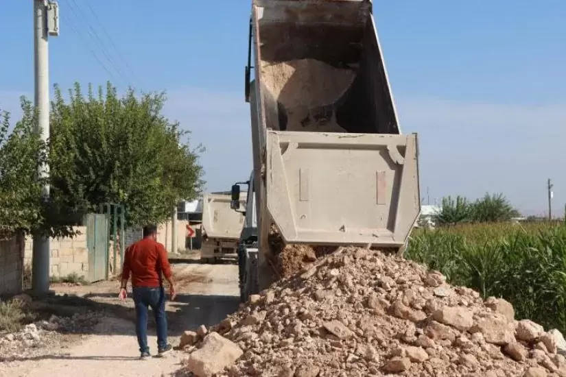 Harranda 10 kilometrelik grup yolunda yoğun mesai
