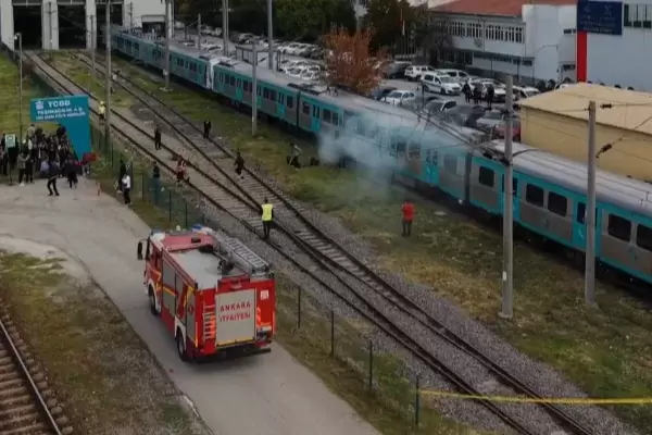 Başkentrayda gerçeği aratmayan yangın tatbikatı