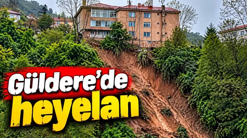 Gülderede heyelan Yamaçtan toprak kaydı