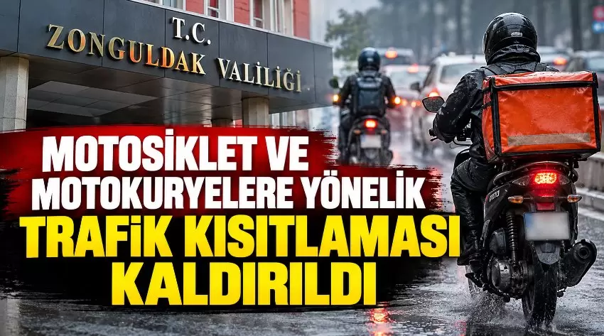 Zonguldakta motosiklet ve motokuryelere yönelik trafik kısıtlaması kaldırıldı