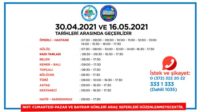 Halk otobüsü seferleri kısıtlandı