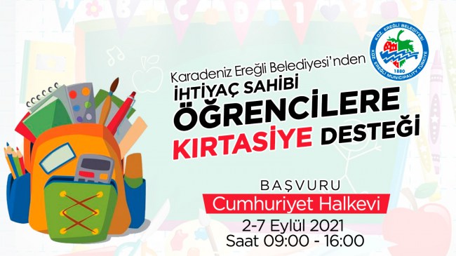 Kdz.Ereğli Belediyesi kırtasiye yardımında bulunacak