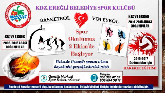 Kdz.Ereğli Belediyespor spor okulları açıyor