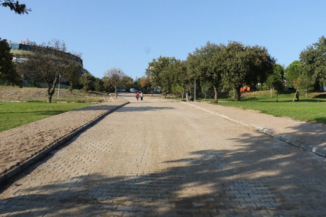 Manisa Büyükşehir, kampüs içine parke taş döşedi