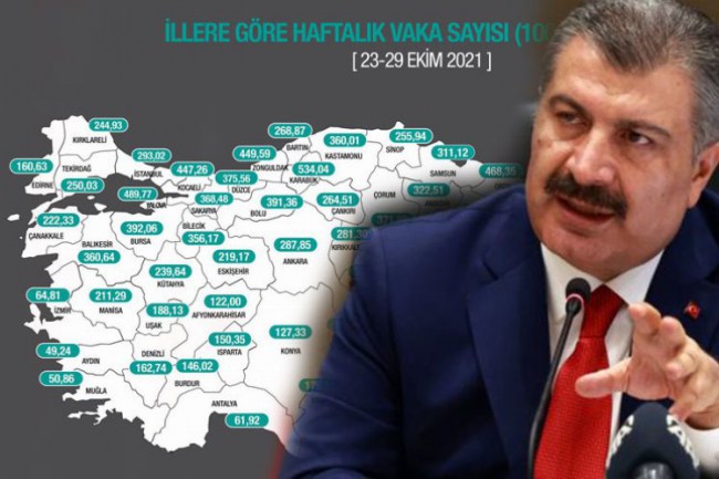 Haftalık vaka haritası yayımlandı