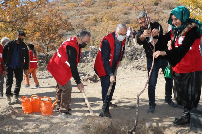 Kayseri'de Kızılay Haftası'na Ali Dağı'na yüzlerce meyve ağacı