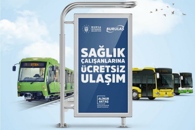 Bursa'da sağlıkçılara ücretsiz ulaşıma devam