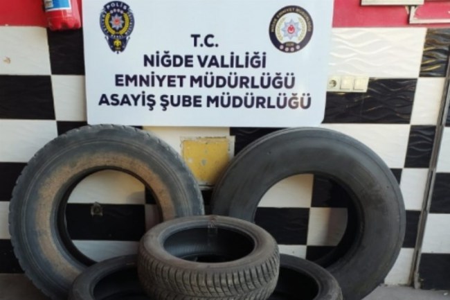 Niğde'de araç lastikleri çalındı