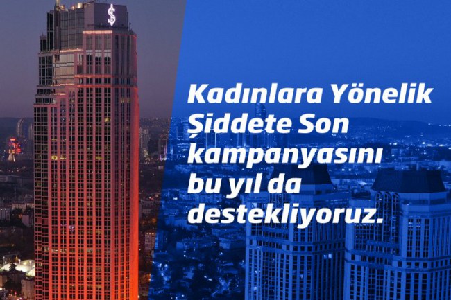İş Bankası Binası, kadınlar için ışıklandırdı