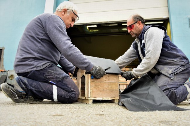 Bursa Yıldırım'da çelenkler kedi yuvası oldu