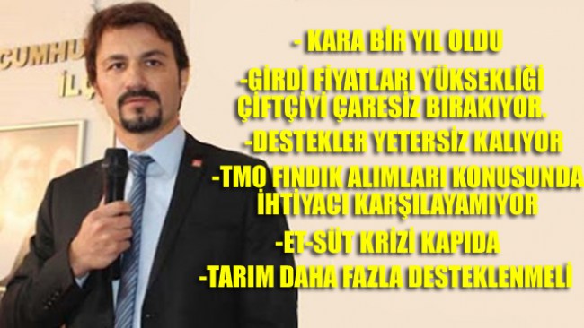 CHP Kdz.Ereğli İlçe Başkanı Ertuğrul'dan 2021 yılı tarım raporu