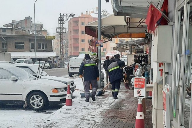 Nevşehir'de kar mesaisi