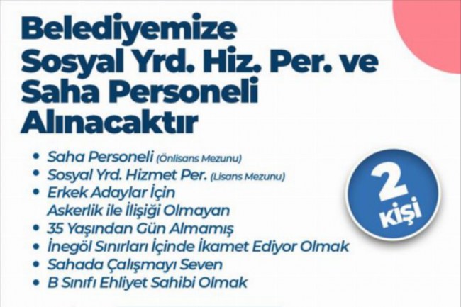 Bursa İnegöl Belediyesi'ne personel alımı