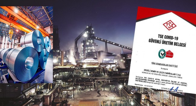 Erdemir sektöründe TSE Covid-19 güvenli üretim belgesi alan ilk entegre tesis oldu