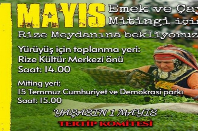 Rize'de 1 Mayıs'a Davet!