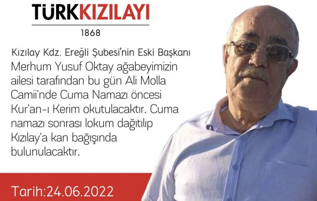 Merhum Yusuf Oktay anısına kan bağışı kampanyası düzenlenecek