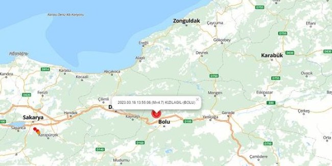 Bolu'da 4,8 büyüklüğünde deprem