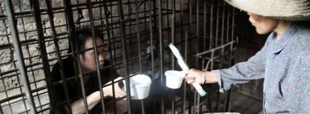 Katil oğlunu kafeste tutuyor