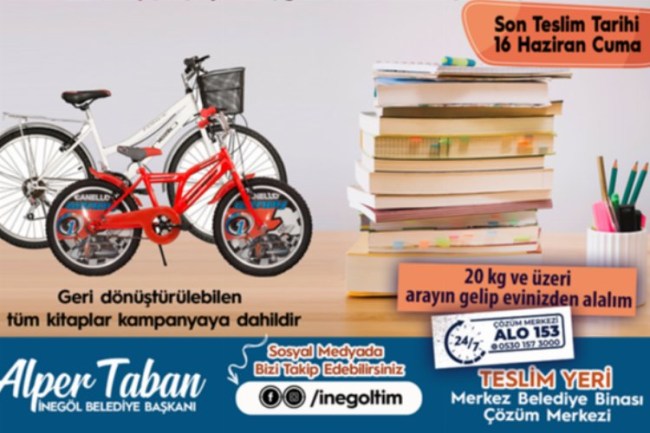 Bursa İnegöl'de kitaplar pedal çevirtecek