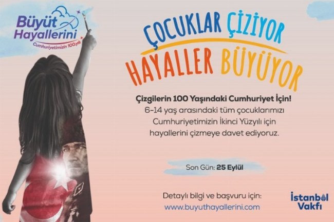 İstanbul'da çocuklar Cumhuriyet için çiziyor