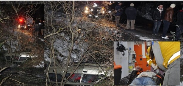 Otomobil dereye uçtu: 2 yaralı..