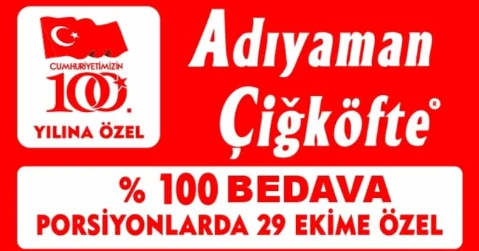 Ramazan Altuğ Çifköfte’den 100.yıla özel %100 indirim