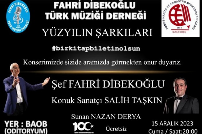 Bursa'da yüzyılın şarkıları kütüphane için söylenecek