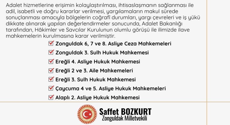 Zonguldak’a 11 yeni mahkeme açılıyor