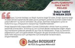 Alaplı İçmesuyu İsale hattı projesi ihaleye çıkıyor