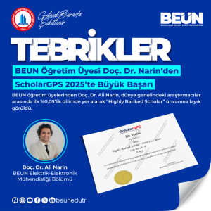 BEUN Öğretim Üyesi Doç. Dr. Narinden ScholarGPS 2025te Büyük Başarı