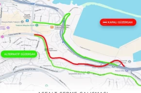 Trabzonda asfalt çalışması için yol geçici olarak kapandı