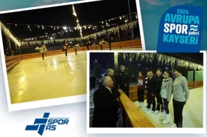 Kayseride Açık Hava Buz Pateni Pisti bayramda ilgi odağı oldu