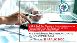 Kdz.Ereğli Belediyesi borçları yapılandırıyor